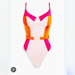 SOLID & STRIPED- New with tags
The Spencer belted color-block  swimsuit